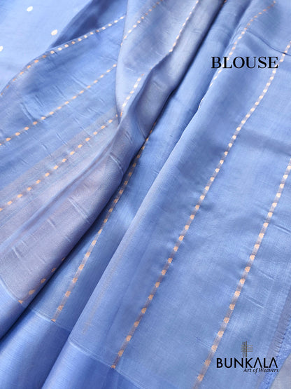 Pastel Blue Sona Rupa Small Buti Handloom Banarasi Pure Organza Silk Saree