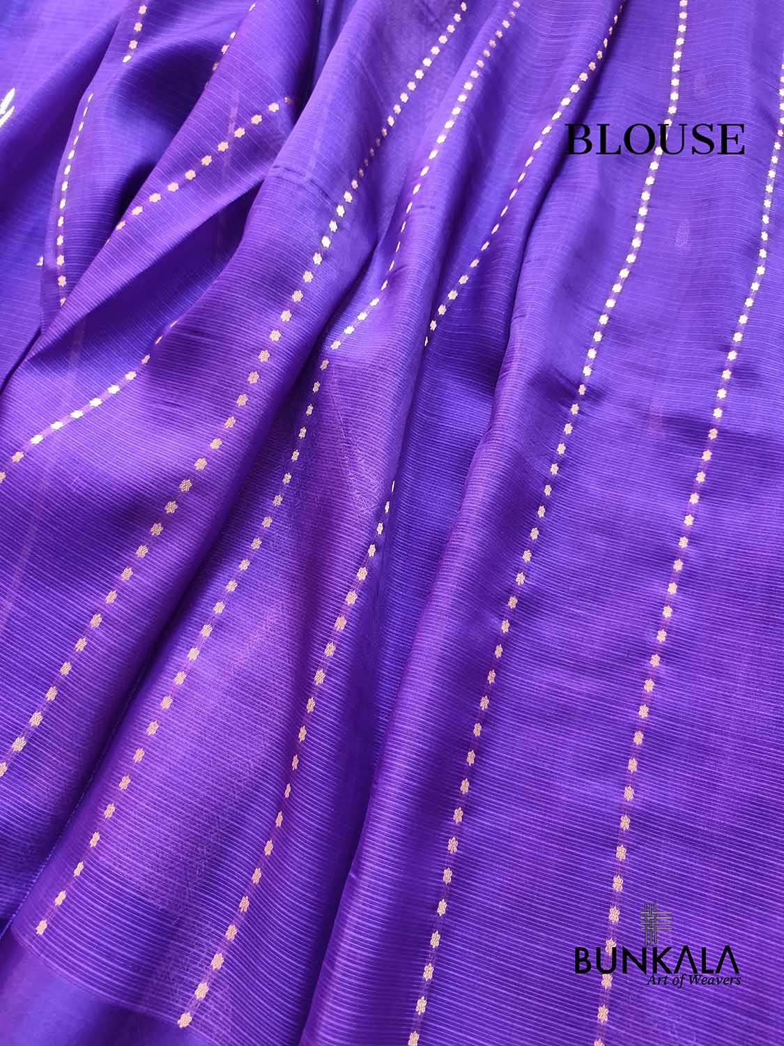 Purple Sona Rupa Zari Handweaved Kadwa Buti Banarasi Pure Organza Silk Saree with Stylish Border