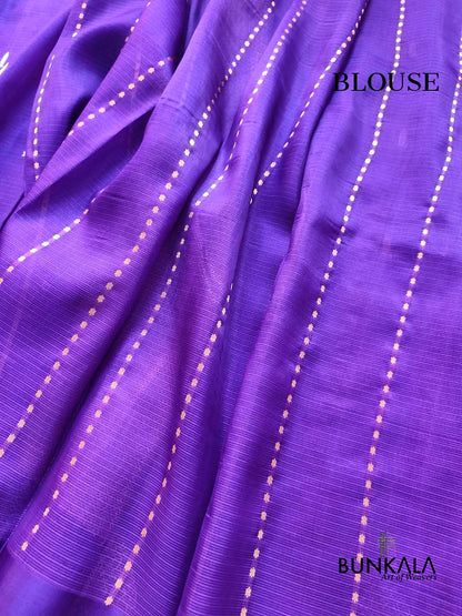 Purple Sona Rupa Zari Handweaved Kadwa Buti Banarasi Pure Organza Silk Saree with Stylish Border