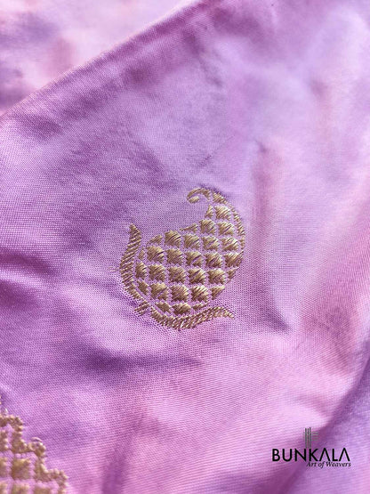 Lavender Ektara Designer Border Paisley Buta Kadwa Handloom Banarasi Pure Katan Silk Saree
