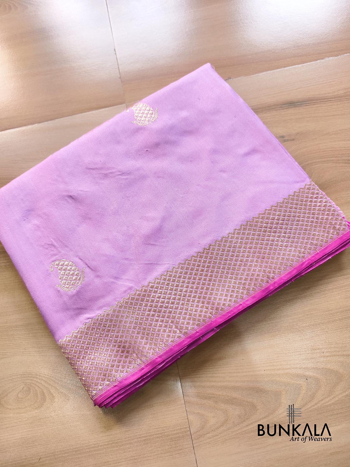 Lavender Ektara Designer Border Paisley Buta Kadwa Handloom Banarasi Pure Katan Silk Saree
