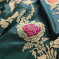 Bottle Green Pure Katan Silk Kadwa Handweaved Meenakari Jangla Design Banarasi Saree