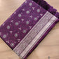 Deep Purple Soft Mashru Silk Jamewar Weaved Floral Jaal Design Banarasi Saree