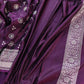 Deep Purple Soft Mashru Silk Jamewar Weaved Floral Jaal Design Banarasi Saree