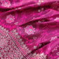 Magenta Pink Soft Mashru Silk Jamewar Weaved Floral Jaal Design Banarasi Saree