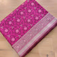 Magenta Pink Soft Mashru Silk Jamewar Weaved Floral Jaal Design Banarasi Saree