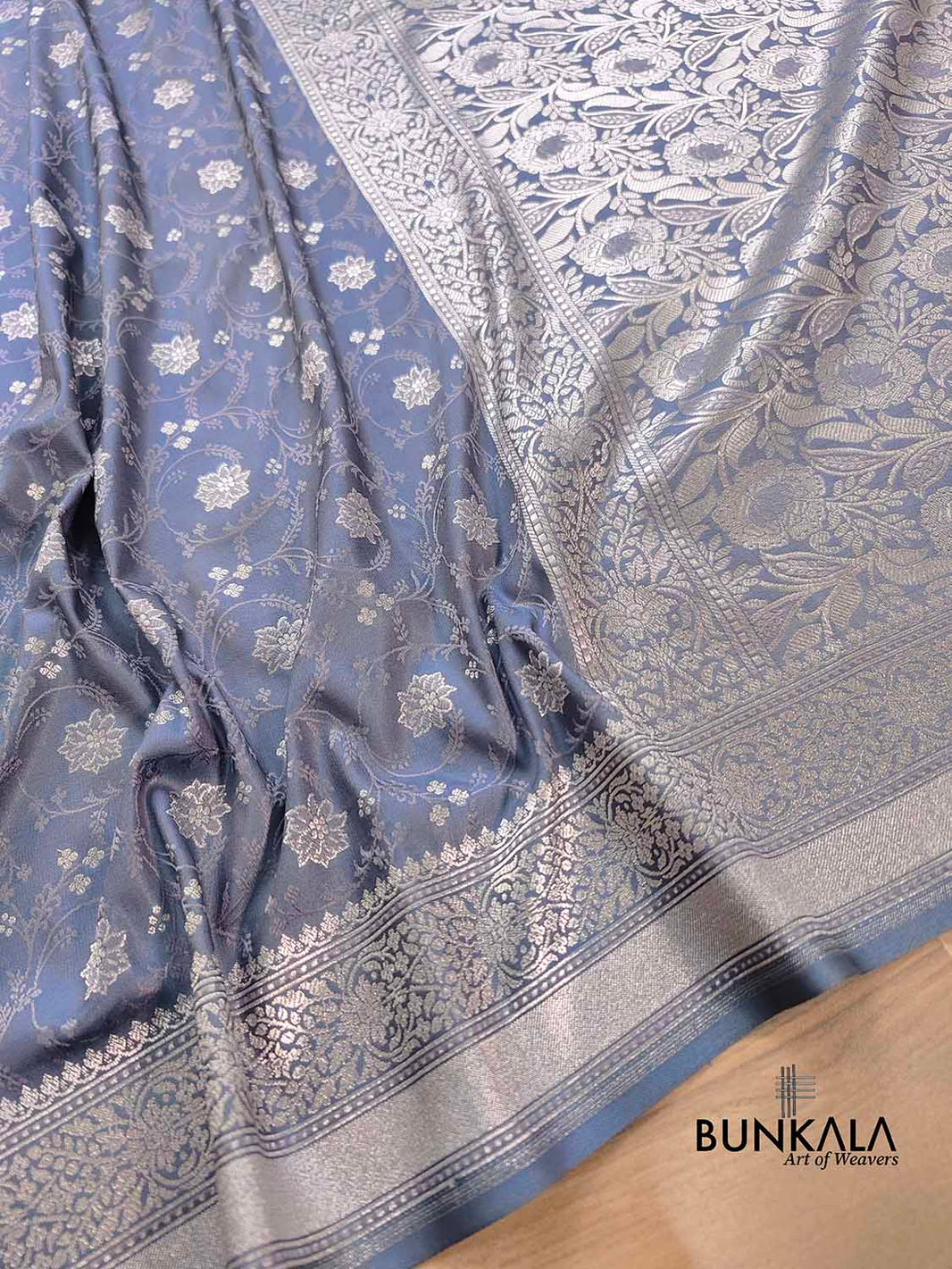 Maroon Satin Silk Mashru Banarasi Saree with Matt Gold Jaal Zari Work