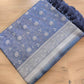 Grey Soft Mashru Silk Jamewar Weaved Floral Jaal Design Banarasi Saree