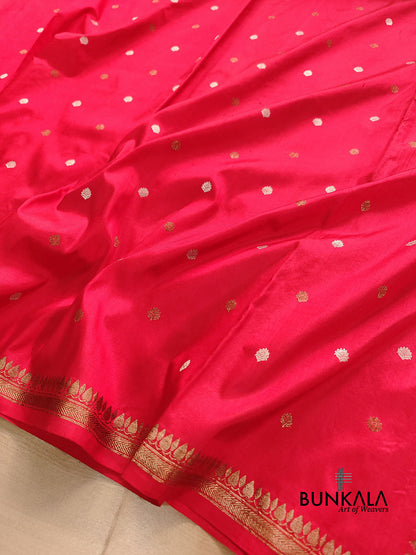 Bridal Red Kadwa Buti Handweaved Banarasi Pure Katan Silk Saree