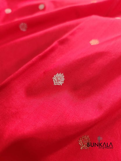 Bridal Red Kadwa Buti Handweaved Banarasi Pure Katan Silk Saree