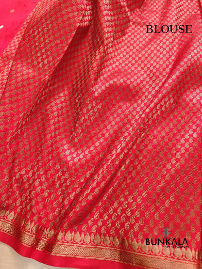 Bridal Red Kadwa Buti Handweaved Banarasi Pure Katan Silk Saree