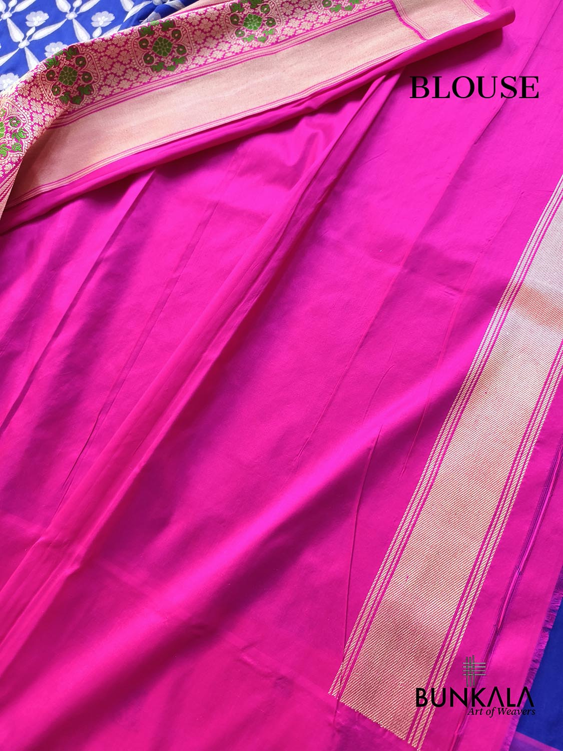 Royal Blue Pink Meenakari Big Border Tanchui Kadwa Hand Weaved Banarasi Pure Katan Silk Saree