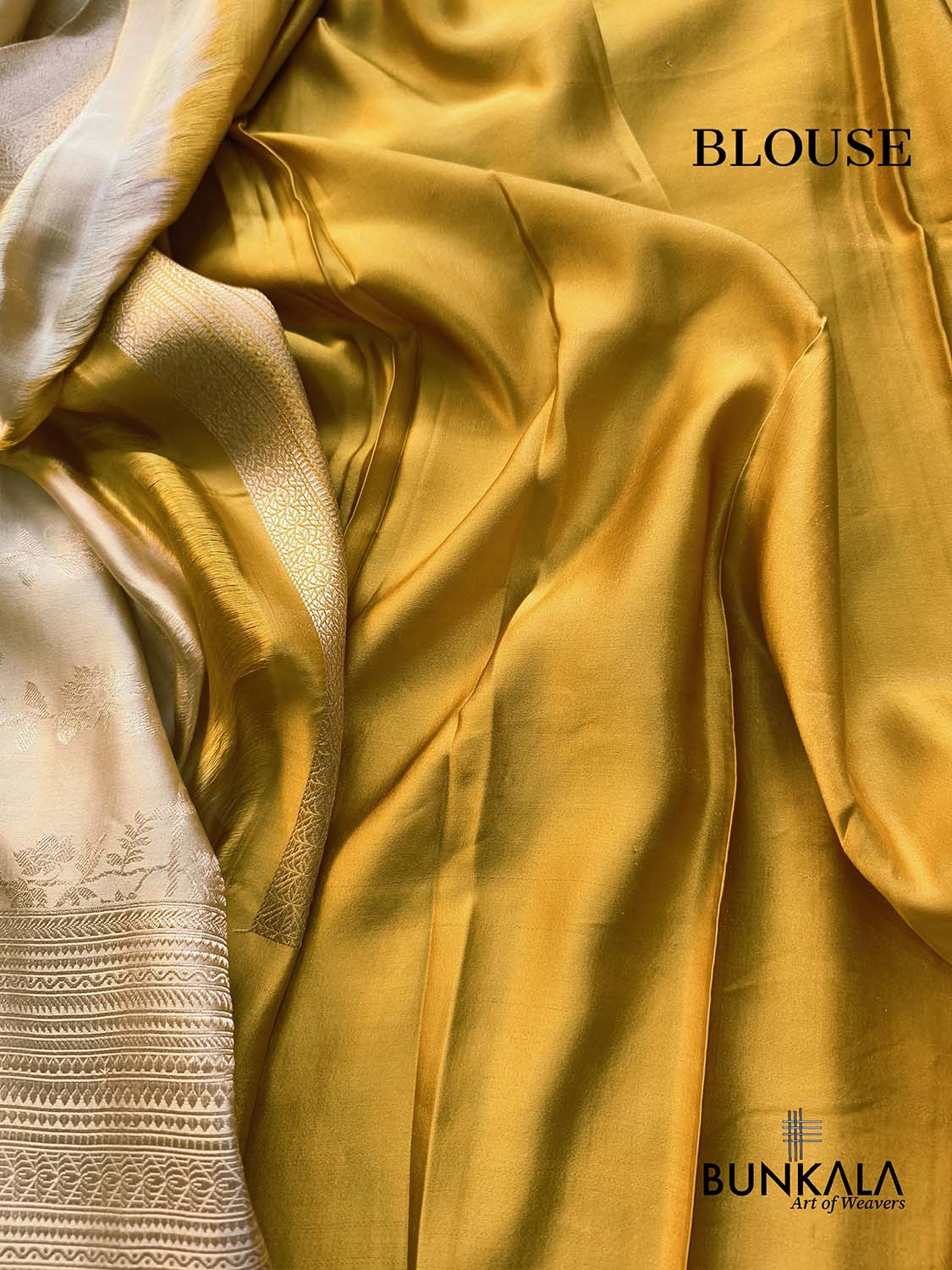 Beige Jamewar Ektara Floral Jaal Handwoven Banarasi Pure Mashru Tissue Silk Saree