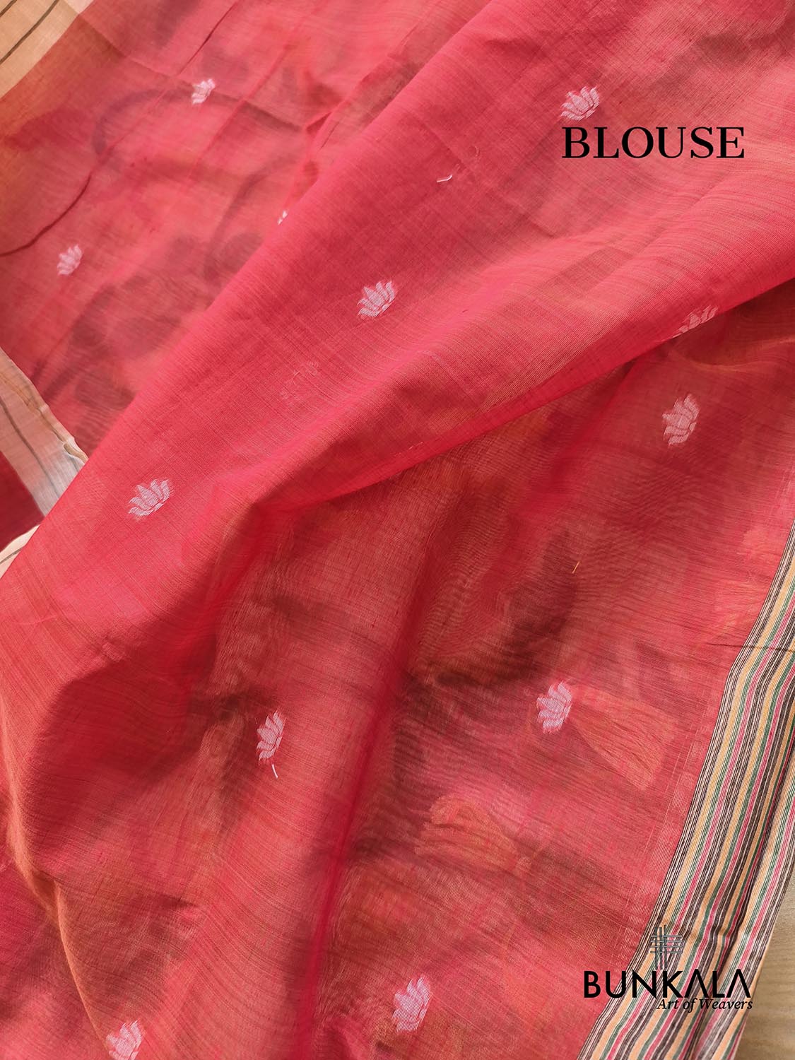 Ivory Beige Jamdani Big Peacock Motif Weaved Banarasi Cotton Saree
