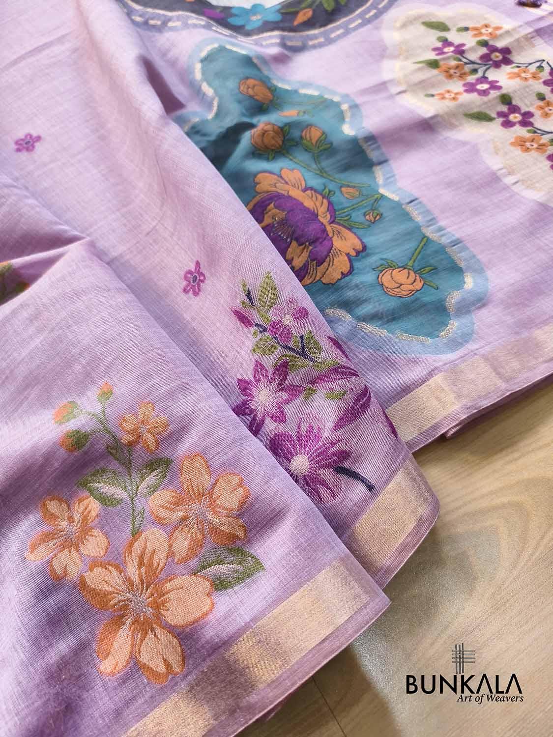 Lavender Pichwai Weaved Banarasi Cotton Saree