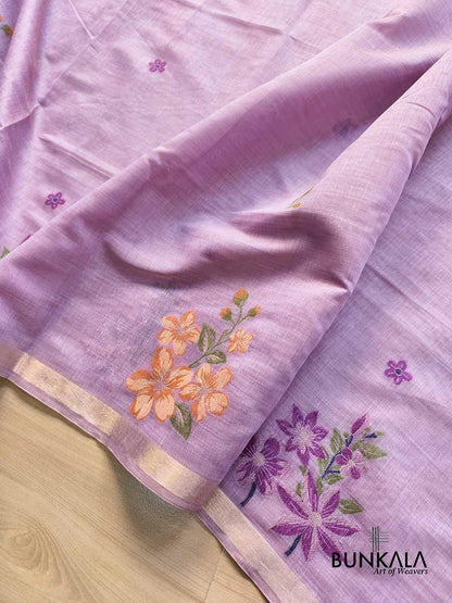 Lavender Pichwai Weaved Banarasi Cotton Saree