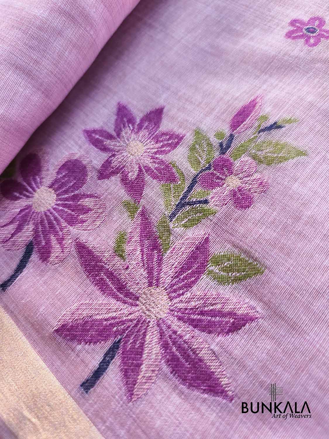 Lavender Pichwai Weaved Banarasi Cotton Saree