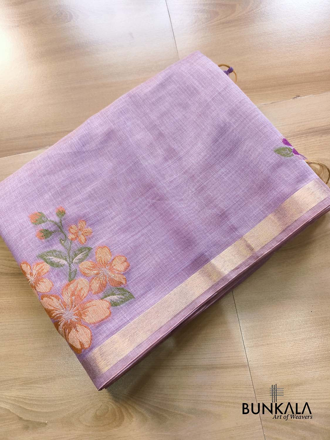 Lavender Pichwai Weaved Banarasi Cotton Saree