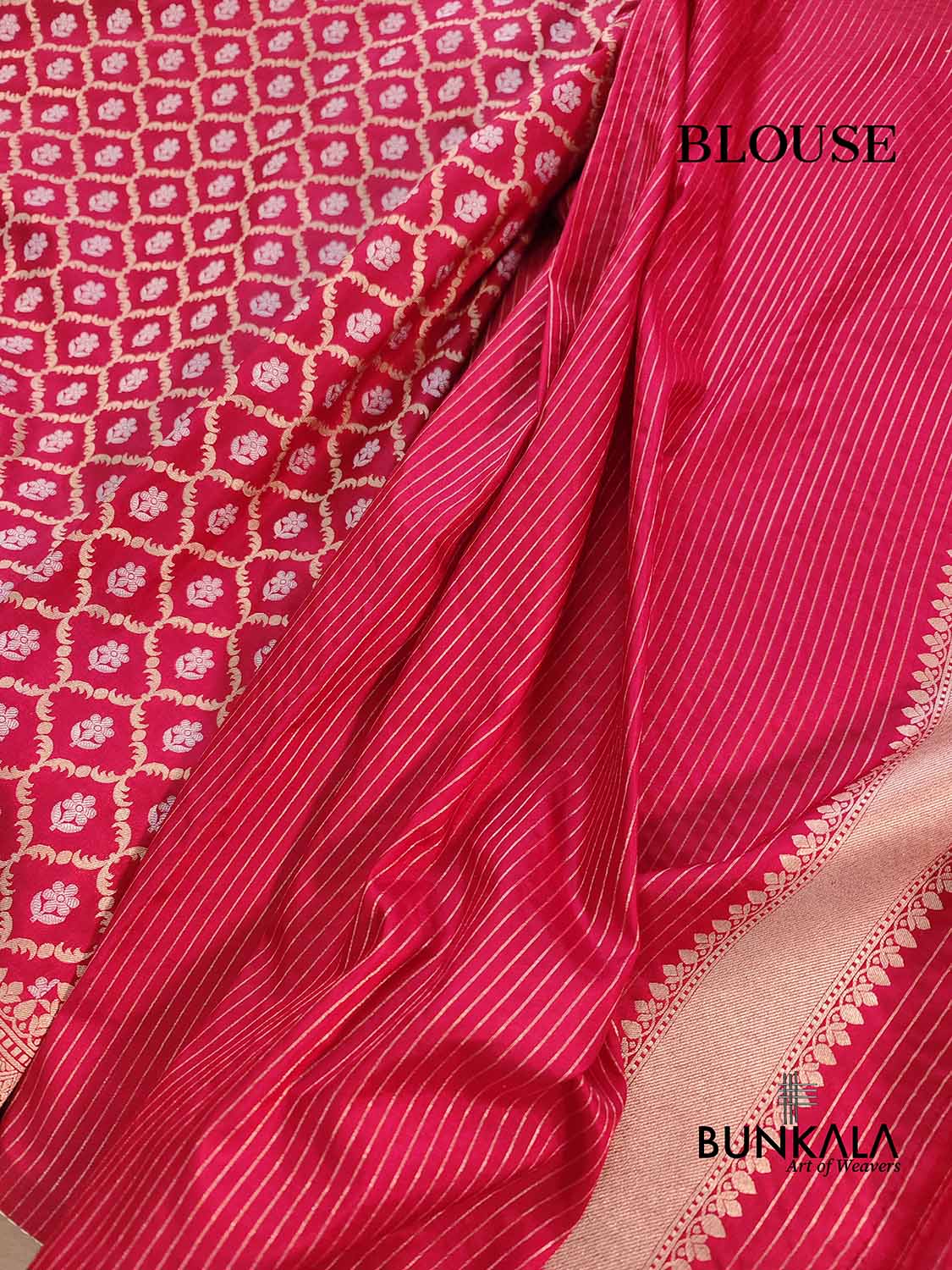 Red Traditional Pure Katan Silk Sona Rupa Zari HandloomJaal Design Banarasi Saree