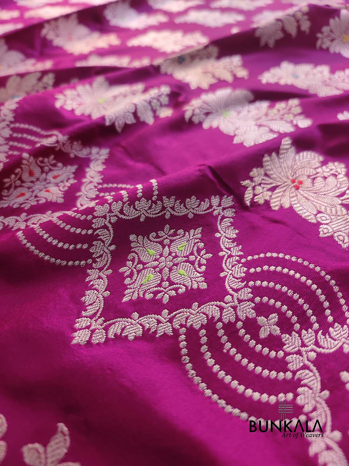 Jamuni Purple Meenakari Sona Rupa Kadwa Hand Weaved Banarasi Pure Katan Silk Saree