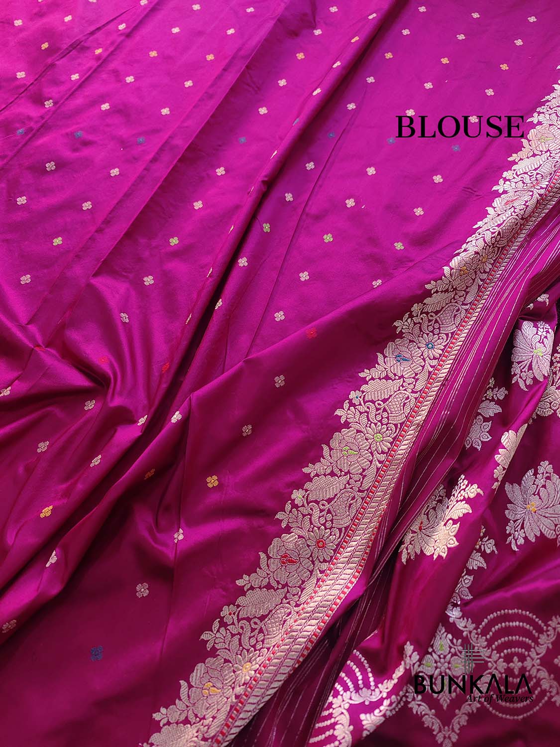 Jamuni Purple Meenakari Sona Rupa Kadwa Hand Weaved Banarasi Pure Katan Silk Saree