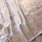 White Traditional Kadwa Jangla Hand Weaved Sona Rupa Banarasi Pure Katan Silk Saree
