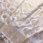 White Traditional Kadwa Jangla Hand Weaved Sona Rupa Banarasi Pure Katan Silk Saree