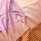 Pastel Pink Checks Border Kadwa Hand Weaved Buta Banarasi Pure Katan Silk Saree