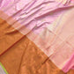 Pastel Pink Checks Border Kadwa Hand Weaved Buta Banarasi Pure Katan Silk Saree