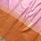 Pastel Pink Checks Border Kadwa Hand Weaved Buta Banarasi Pure Katan Silk Saree