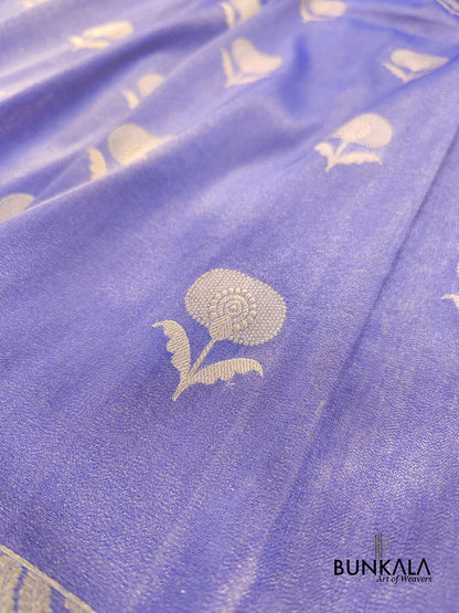 Light Purple Floral Buta Kadwa Hand Weaved Banarasi Pure Tissue Silk Saree