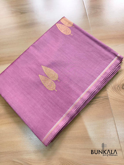 Lavender Antique Zari Kadwa Handweaved Buta Banarasi Pure Chiniya Silk Borderless Saree