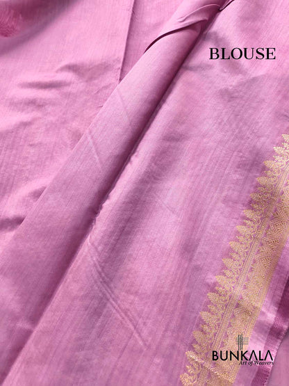 Lavender Antique Zari Kadwa Handweaved Buta Banarasi Pure Chiniya Silk Borderless Saree