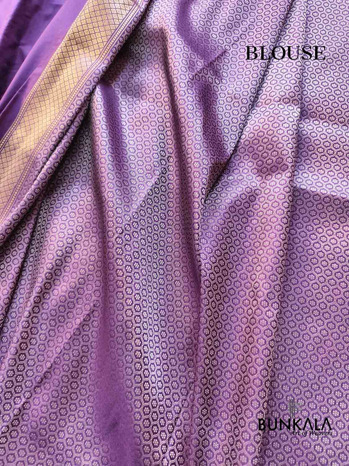 Purple Birds Border Brocade Tanchui Handloom Banarasi Pure Katan Silk Saree
