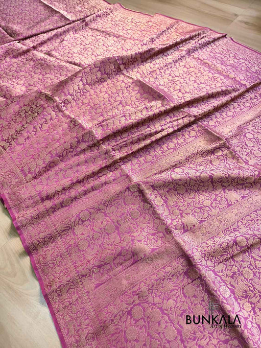 Lilac Shikargha All Over Weaved Banarasi Silk Saree