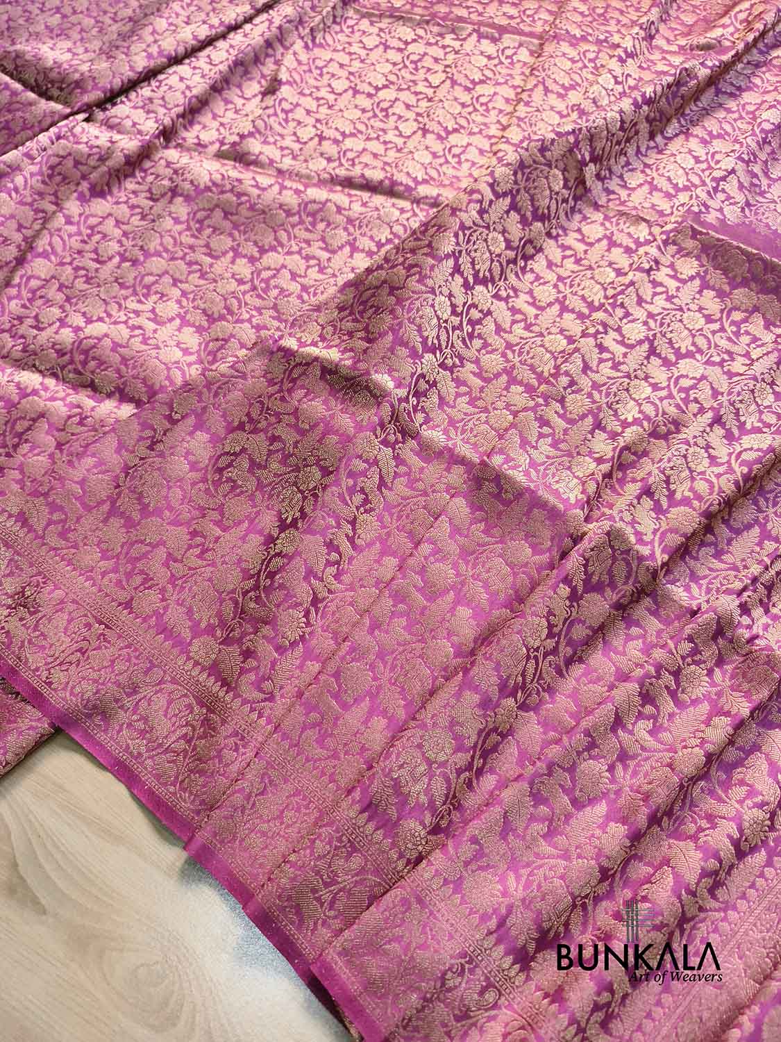 Lilac Shikargha All Over Weaved Banarasi Silk Saree