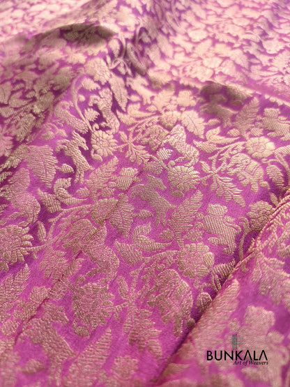 Lilac Shikargha All Over Weaved Banarasi Silk Saree