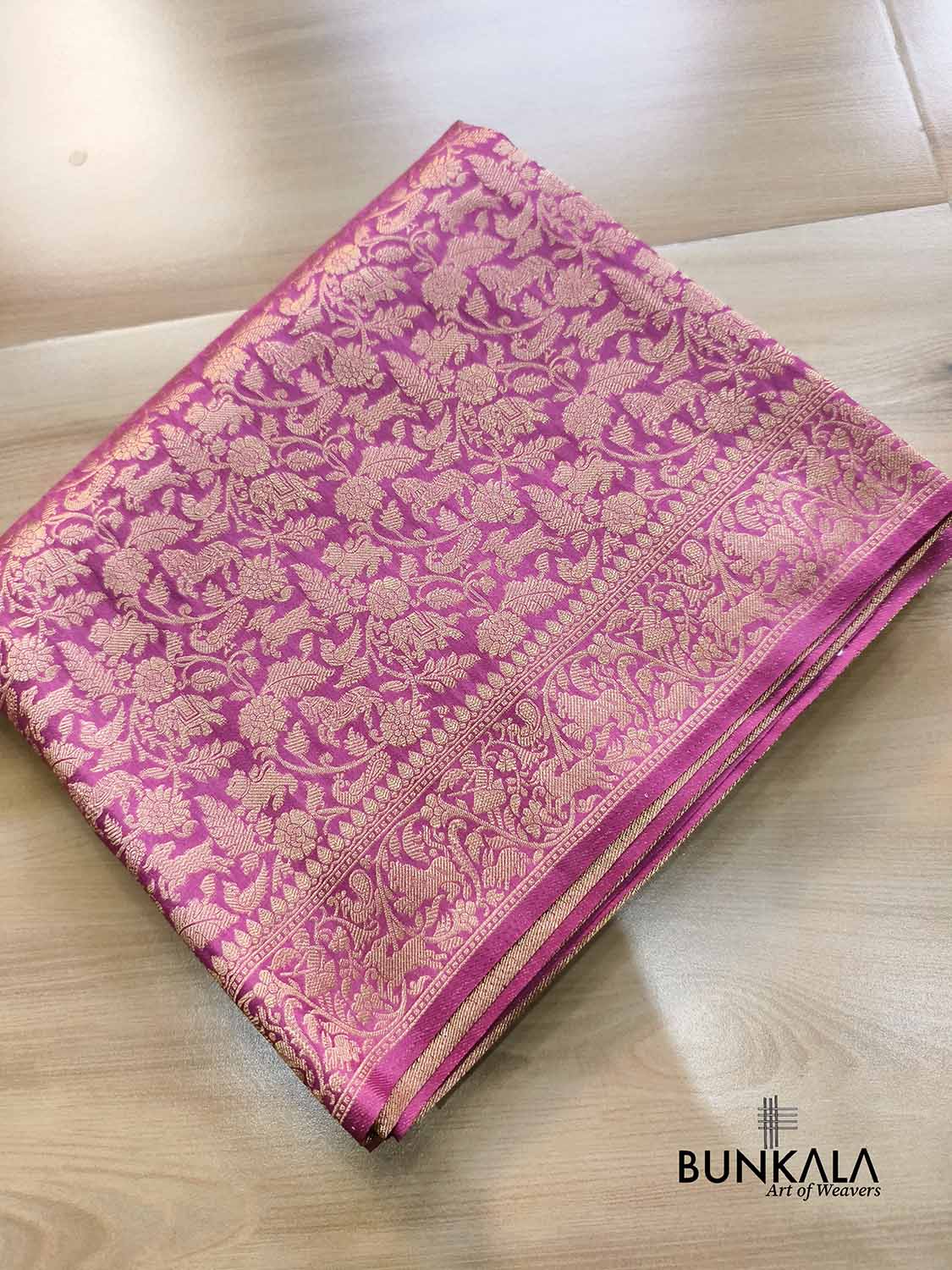Lilac Shikargha All Over Weaved Banarasi Silk Saree