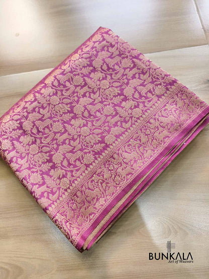 Lilac Shikargha All Over Weaved Banarasi Silk Saree