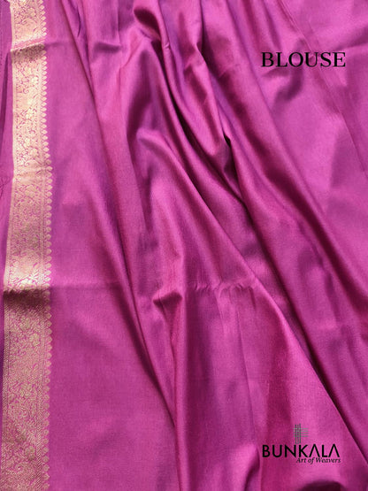 Lilac Shikargha All Over Weaved Banarasi Silk Saree