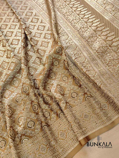 Light Brown Mashru Silk Brocade Weaved Banarasi Saree