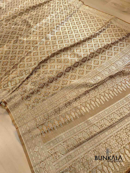 Light Brown Mashru Silk Brocade Weaved Banarasi Saree