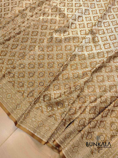 Light Brown Mashru Silk Brocade Weaved Banarasi Saree