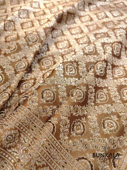 Light Brown Mashru Silk Brocade Weaved Banarasi Saree