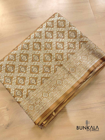 Light Brown Mashru Silk Brocade Weaved Banarasi Saree