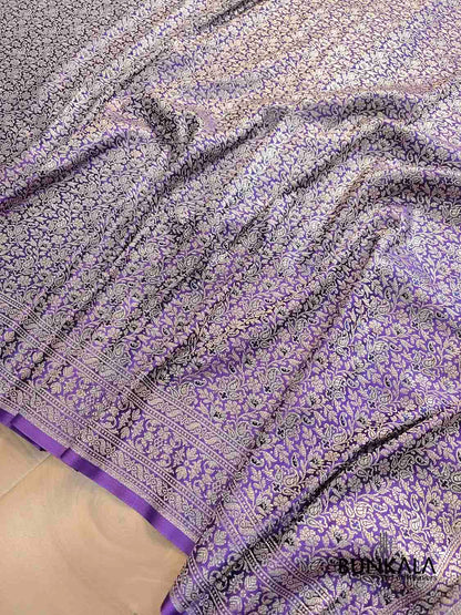 Purplish Blue Mashru Silk Brocade Weaved Banarasi Saree