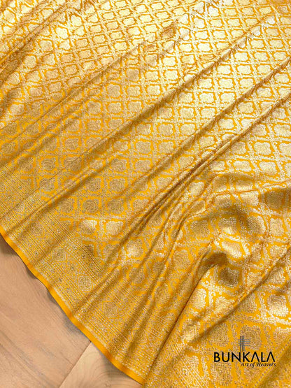 Haldi Bright Yellow Mashru Silk Brocade Weaved Banarasi Saree