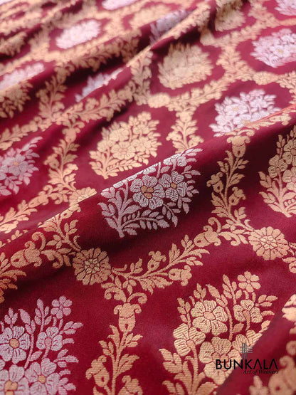 Maroon Jangla Sona Rupa Banarasi Silk Saree