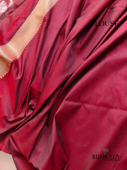 Maroon Jangla Sona Rupa Banarasi Silk Saree