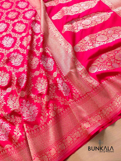 Pink Jangla Sona Rupa Banarasi Silk Saree